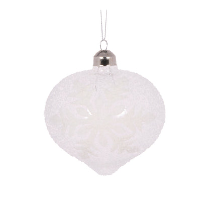 Clear Frosted Snowflake Onion Bauble