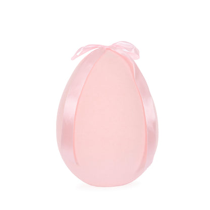 XL FLOCKED EGG WITH BOW PINK