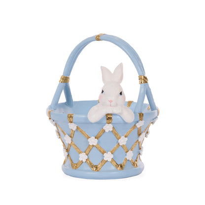 BLUE & GOLD BASKET WITH BUNNY