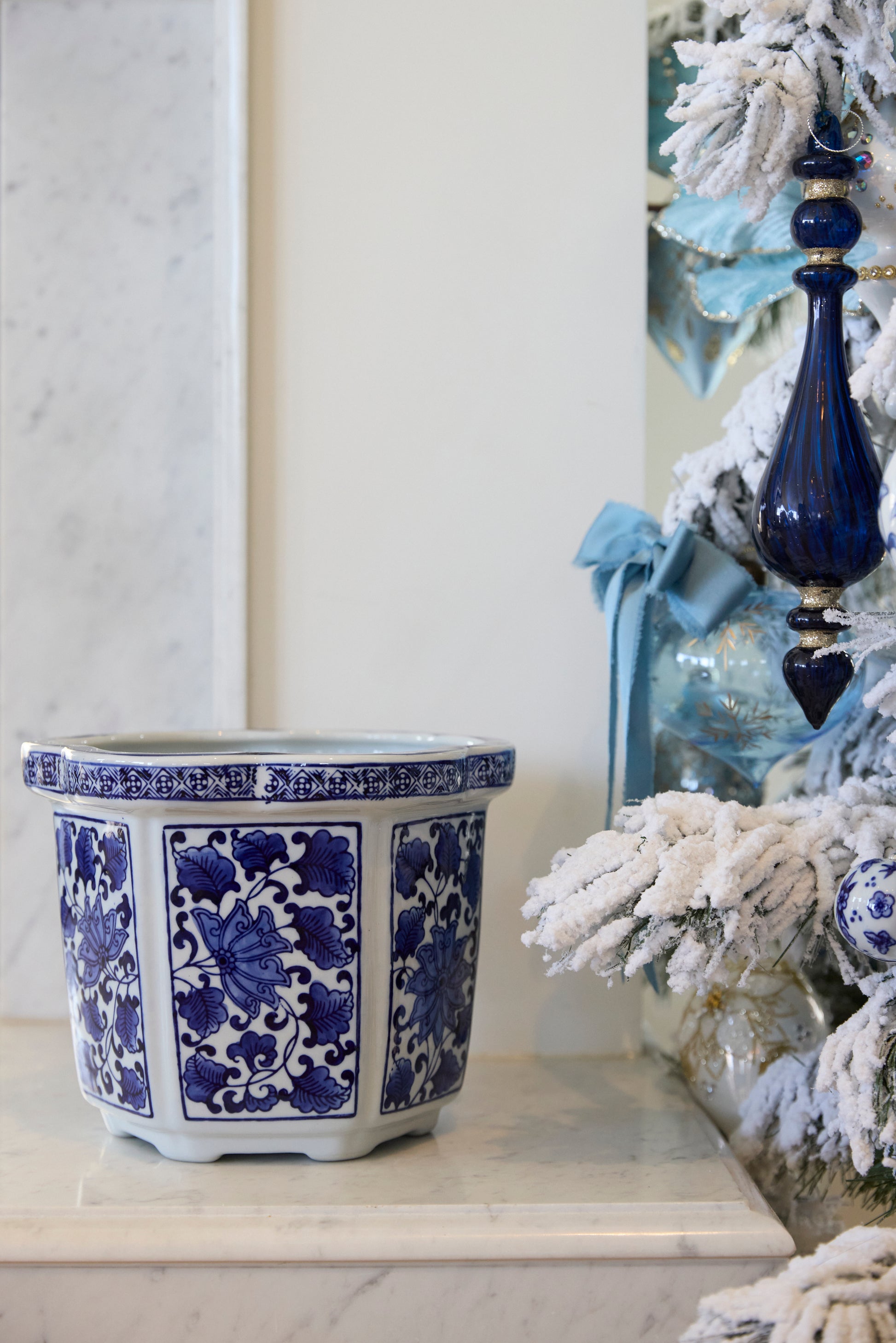 blue and white planter pots australia BLUE AND WHITE JARDINIERE PLANTER – Holly & Ivy