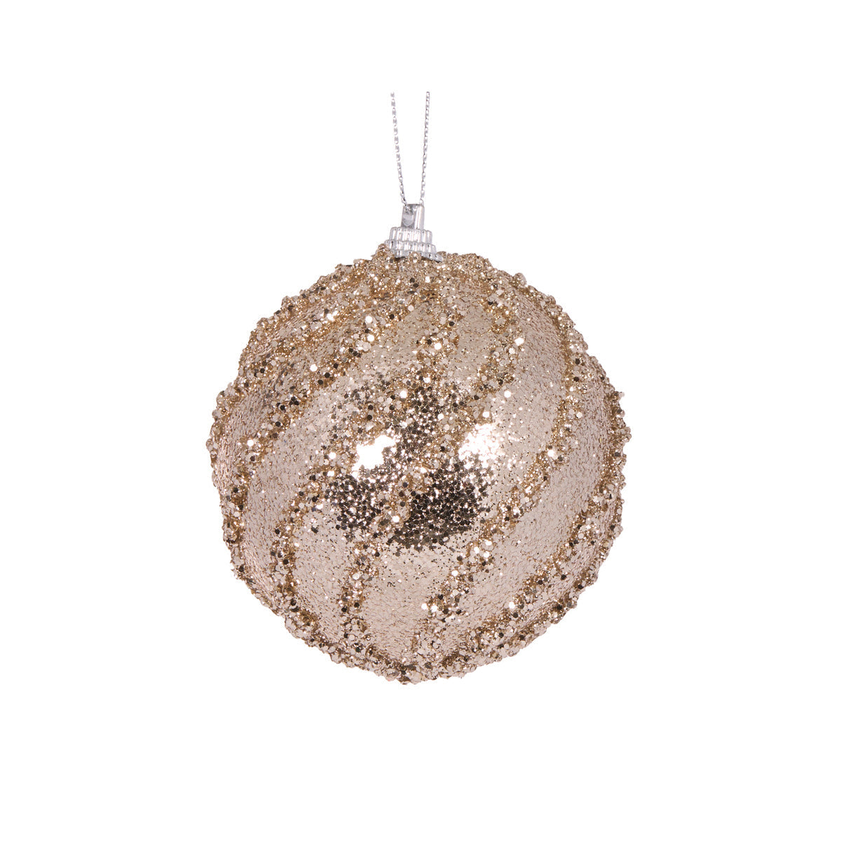 Mini Champagne Glittered Swirl Bauble