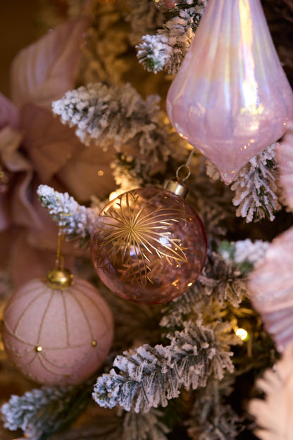 Pink Etched Snowflake Bauble