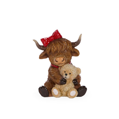 Cozy Highland Cow Cuddling Teddy Bear