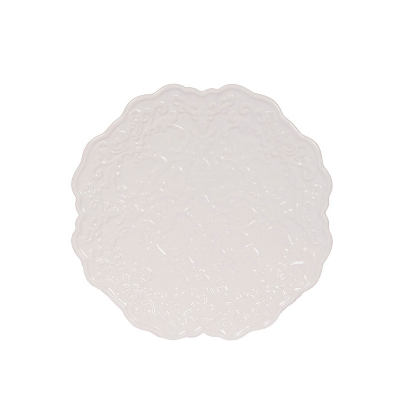 White Floral Prancing Plate