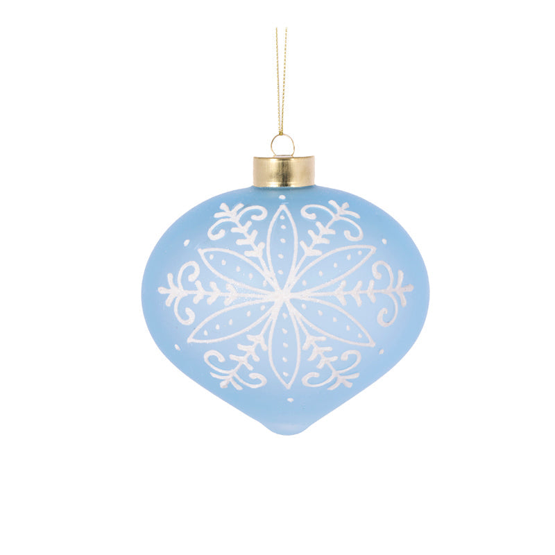 Delicate Blue Snowflake Onion Bauble