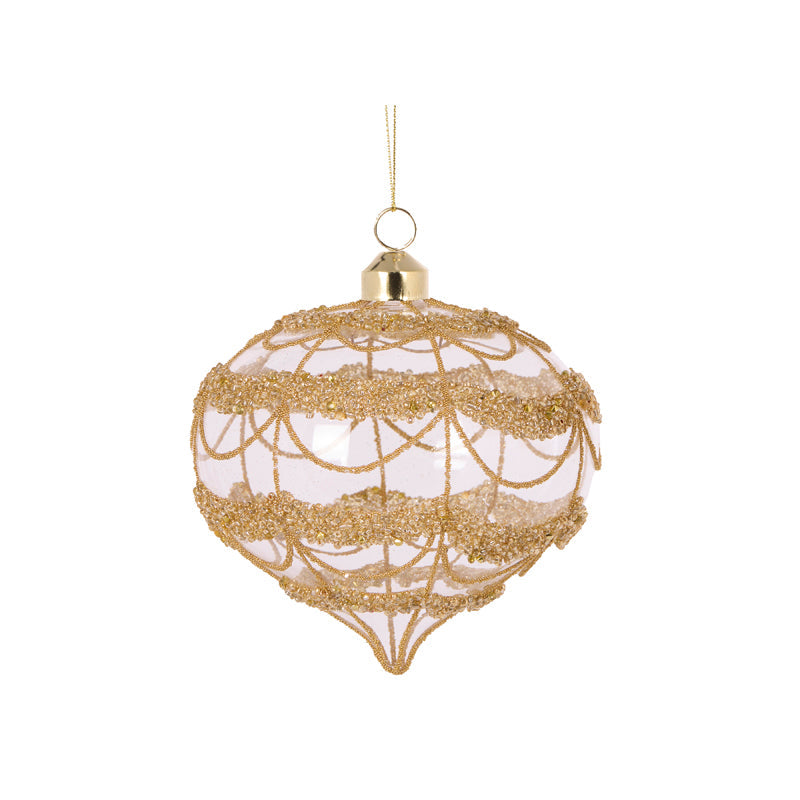 Round Glittered Scallop Onion Bauble