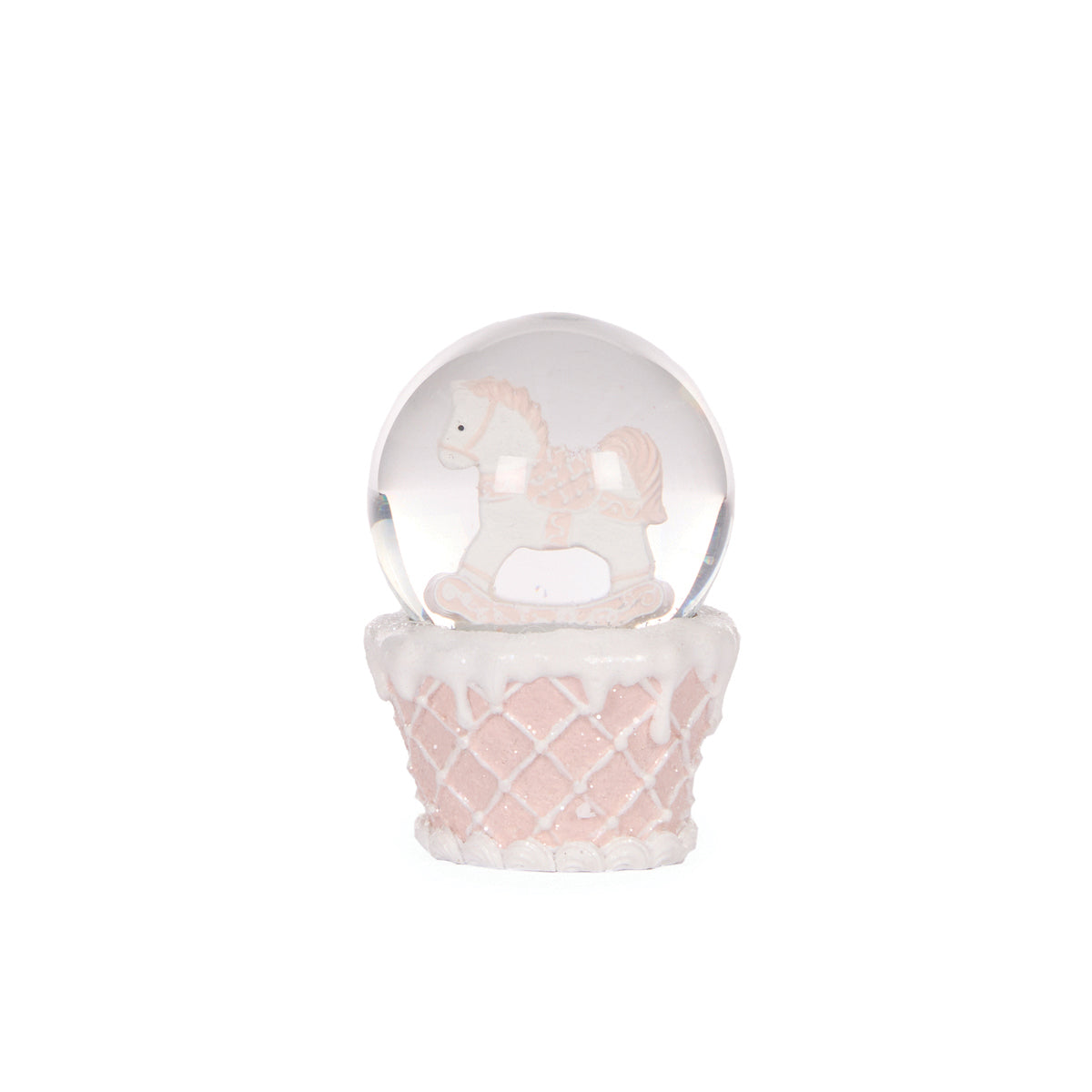 Pink Gingerbread Rocking Horse Snow Globe