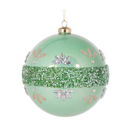 15cm Pearl Mint Embellished Bauble