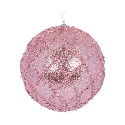 XL Pink Glittered Lattice Bauble