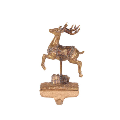 Gilded Leaping Reindeer Stocking Holder