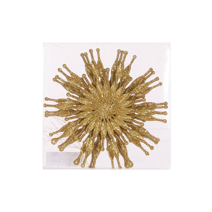 4pk Large Gold Glitter Snowflake