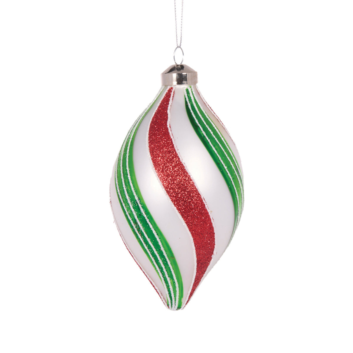 PEARL PEPPERMINT SWIRL DROP BAUBLE