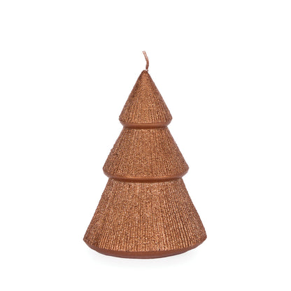 13.5 CM COPPER RIBBED TREE CANDLE
