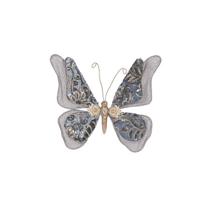 Damask Blue Velvet Butterfly