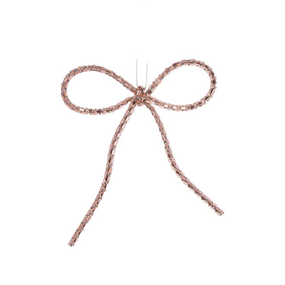 Rose Gold Beaded Bow Ornament