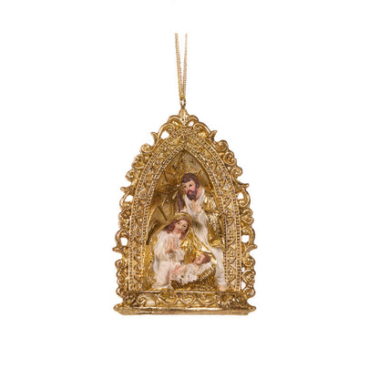 Holy Family Ornate Arch Gold Hanging Ornament