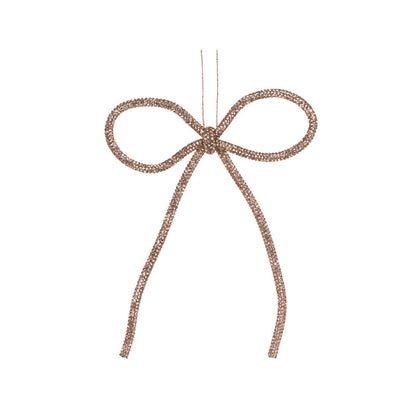 14cm Champagne Beaded Bow Ornament