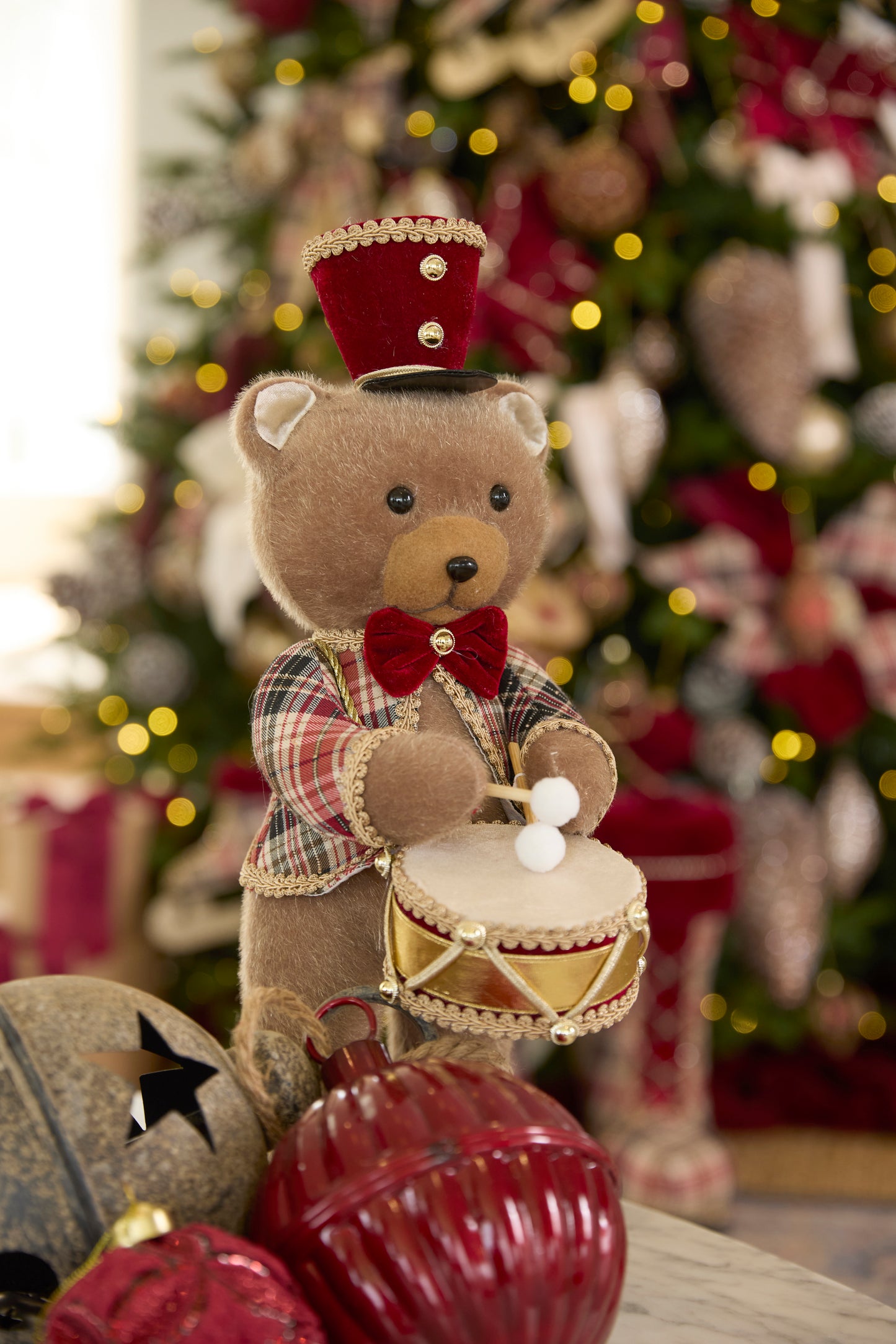 WINTER TARTAN BEAR WITH DRUM