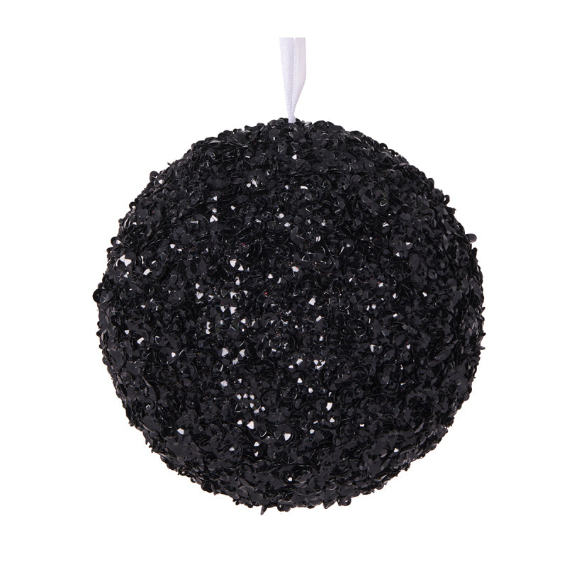 XL Black Crystal Confetti Bauble
