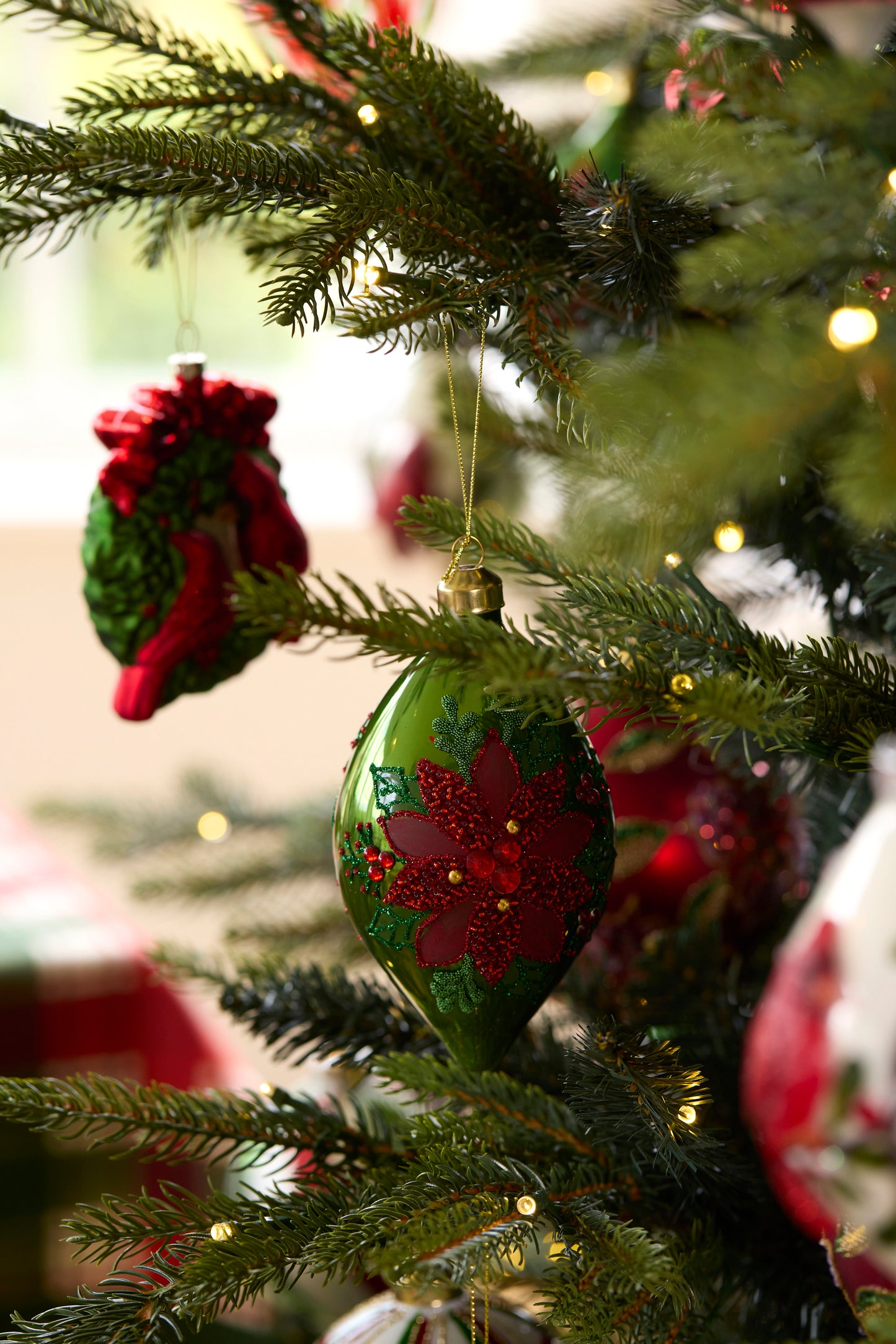 ELABORATE POINSETTIA DROP BAUBLE