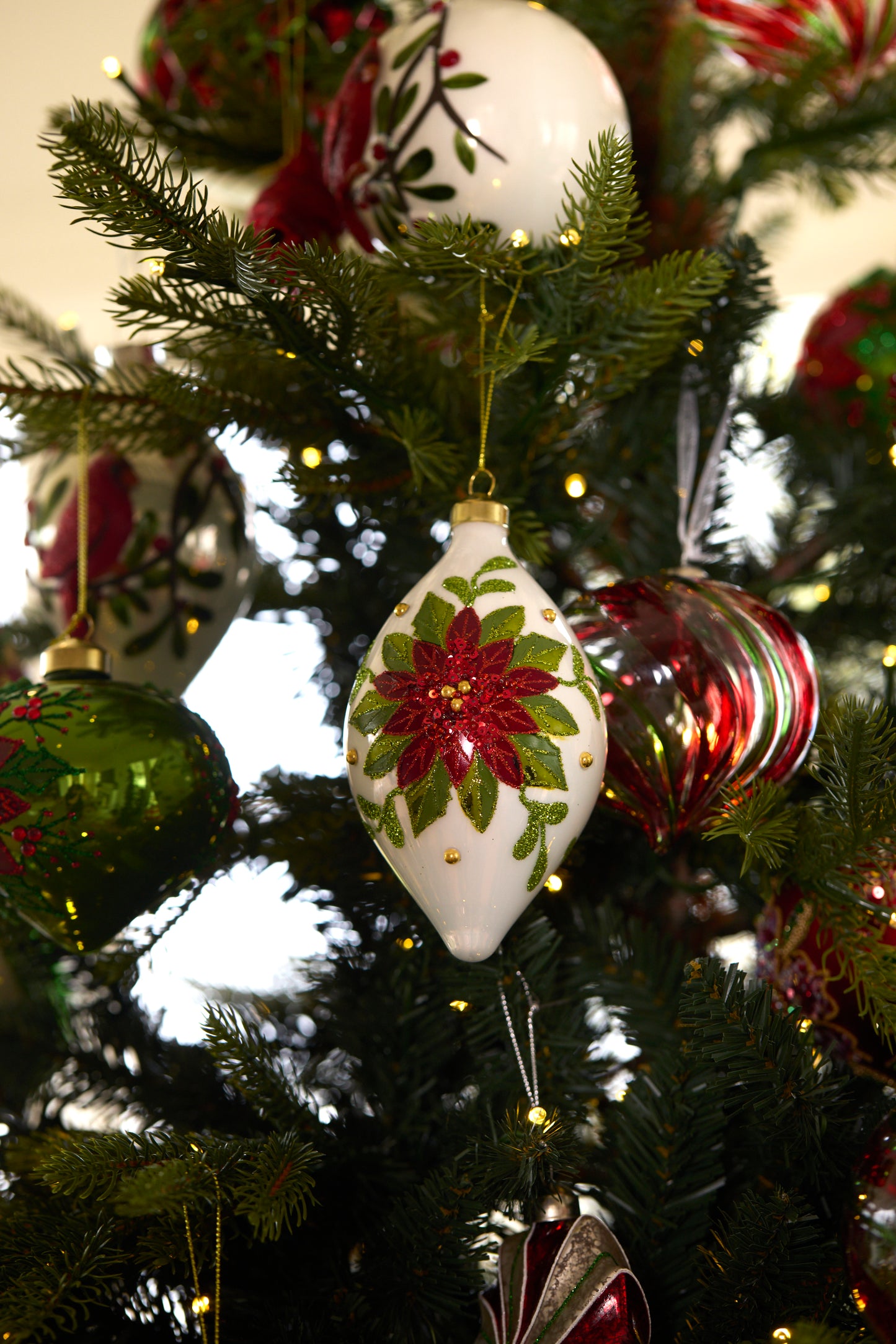 ELABORATE POINSETTIA ONION BAUBLE