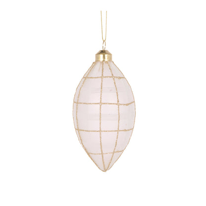 White Tartan Drop Bauble