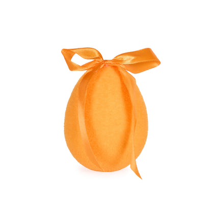 MINI FLOCKED EGG WITH BOW ORANGE