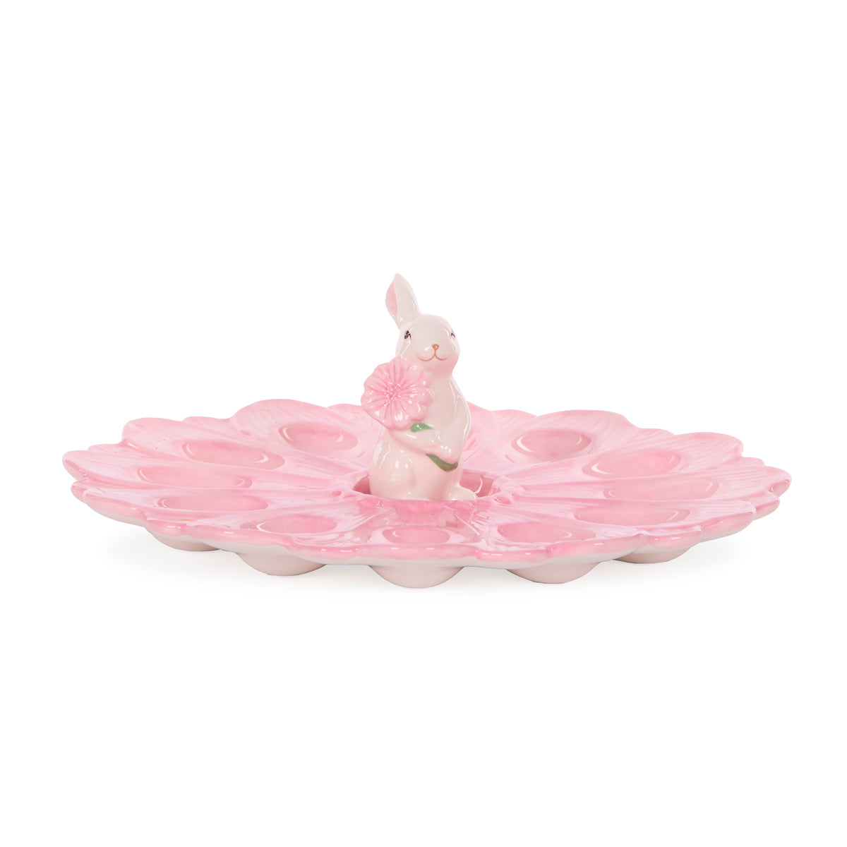 PINK CERAMIC BUNNY EGG PLATE