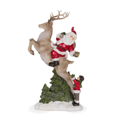 Traditional Santa On Reindeer Scene