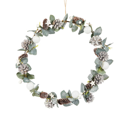 36cm Simple Snowy Eucalypt Wreath