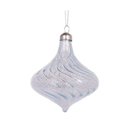 Pearl Blue Swirl Tear Drop Bauble