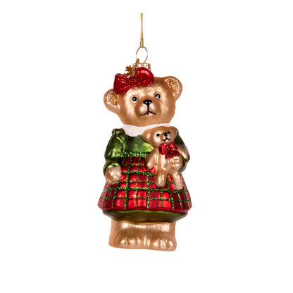 Girl Bear Glass Ornament