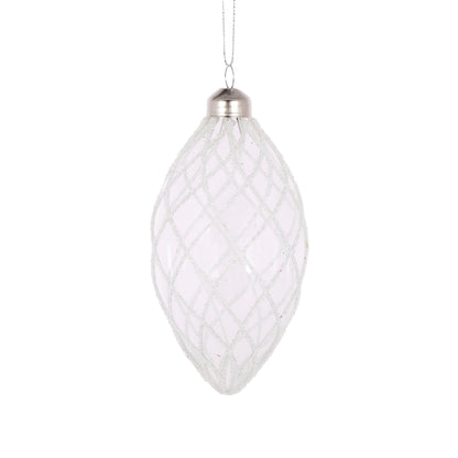 White Quilted Drop Bauble