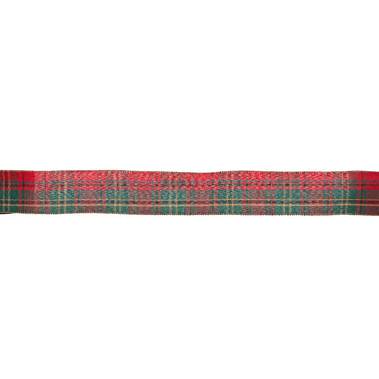 6.3cm Red And Green Velvet Tartan Ribbon