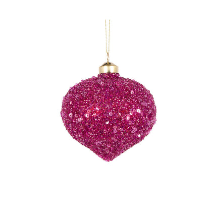 Pink Textured Glitter Onion Bauble