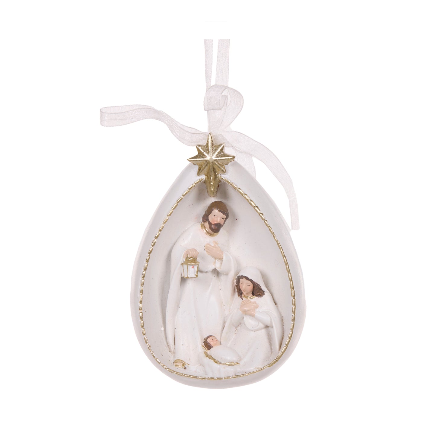 White And Gold Drop Nativity Hanging