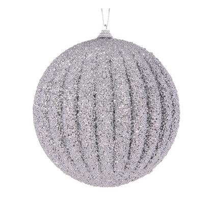 XL Silver Textured Rib Bauble