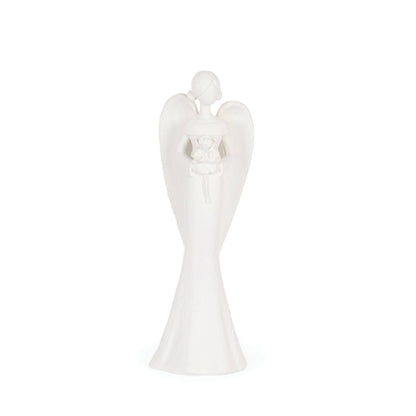 White Etched Angel With Flowers
