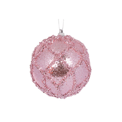 Mini Pink Glittered Lattice Bauble