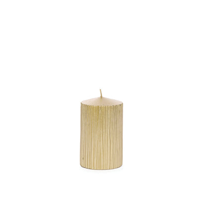10.5cm Gold Ribbed Pillar Candle