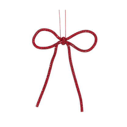 14cm Red Beaded Bow Ornament