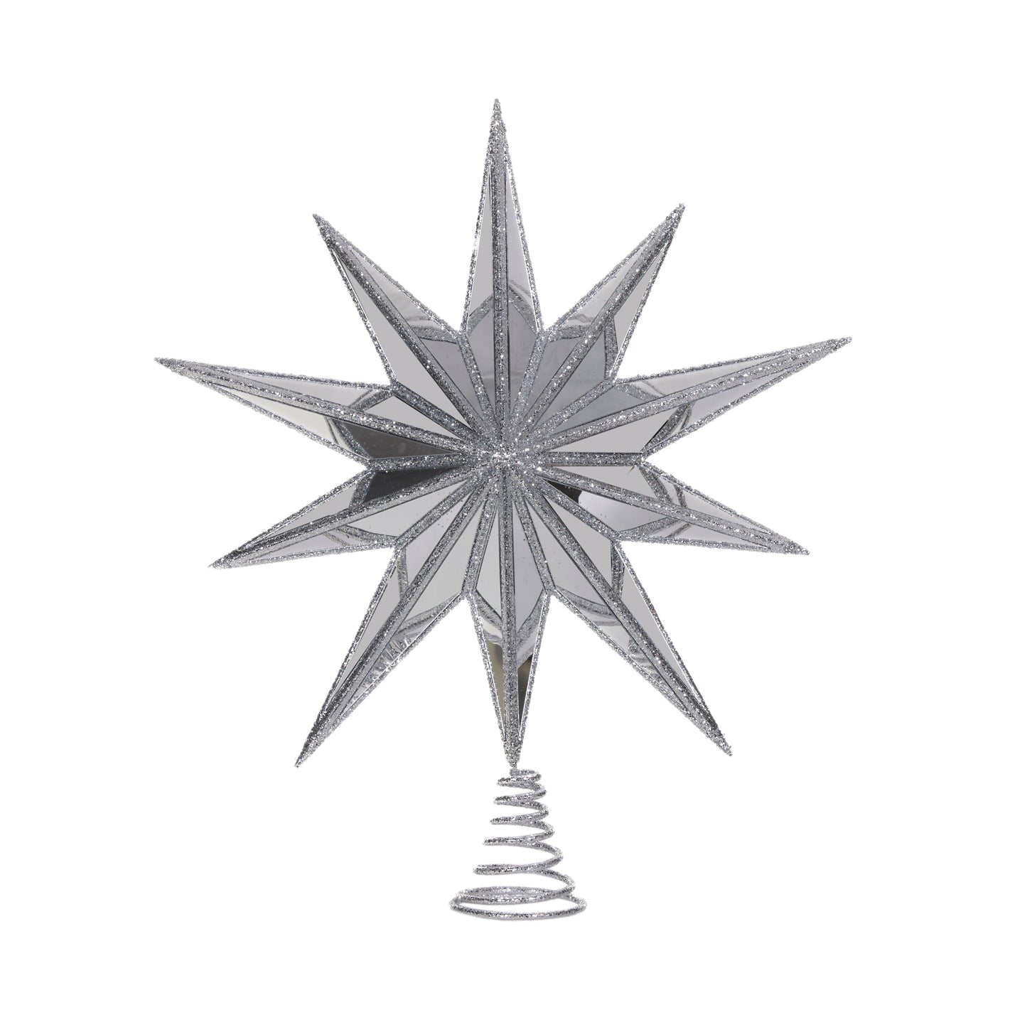 XL 10 Point Mirrored Tree Topper Star Silver
