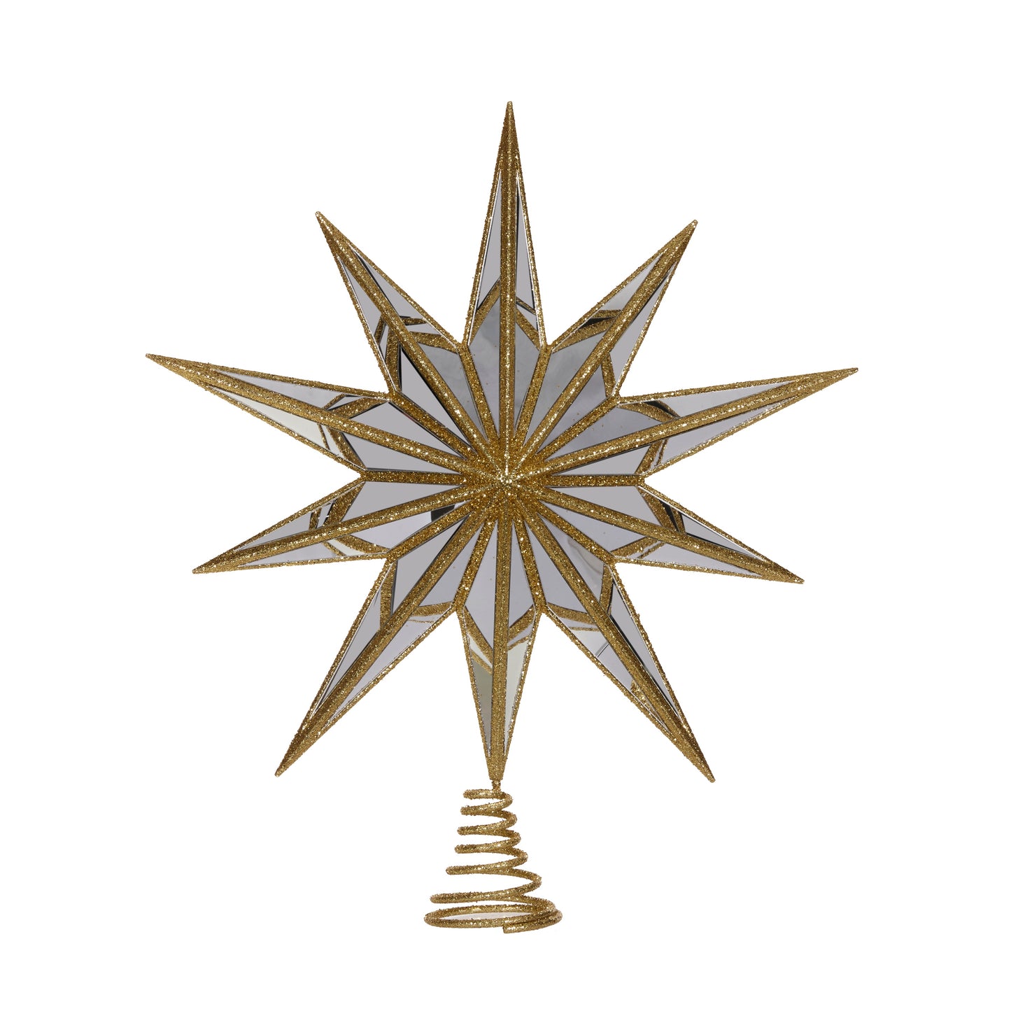XL 10 Point Mirrored Tree Topper Star Gold