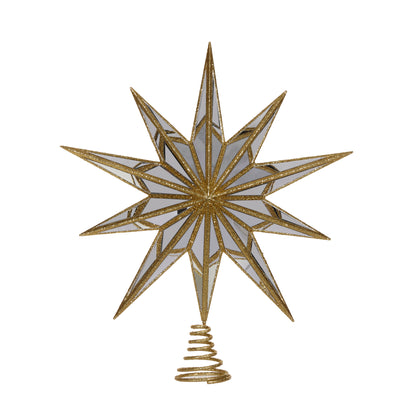 XL 10 Point Mirrored Tree Topper Star Gold
