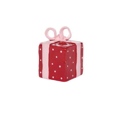 RED PRESENT CANDLE HOLDER