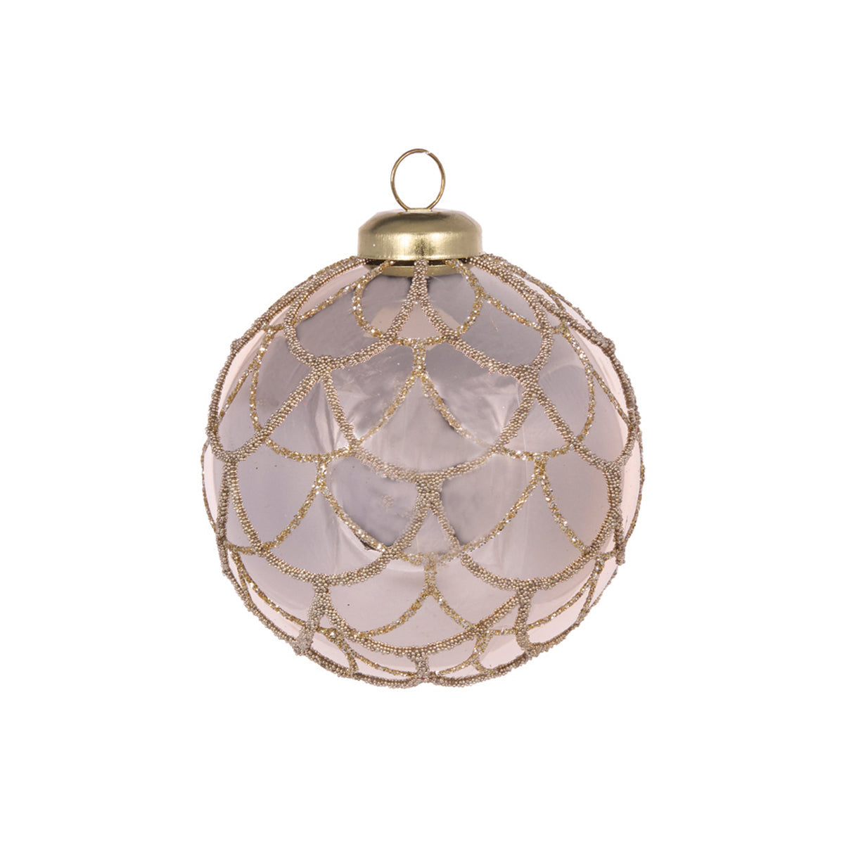 High Shine Champagne Scalloped Glitter Bauble