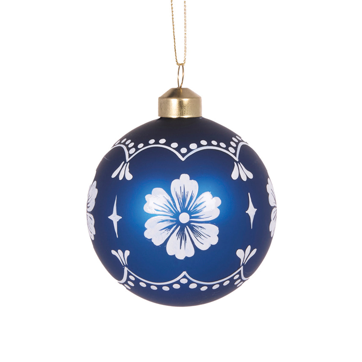 Matte Dark Blue And White Wedgewood Bauble