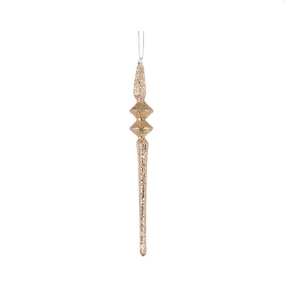 Glittered Champagne Ripple Finial