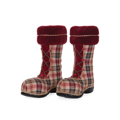 LUXE WINTER TARTAN SANTA BOOTS