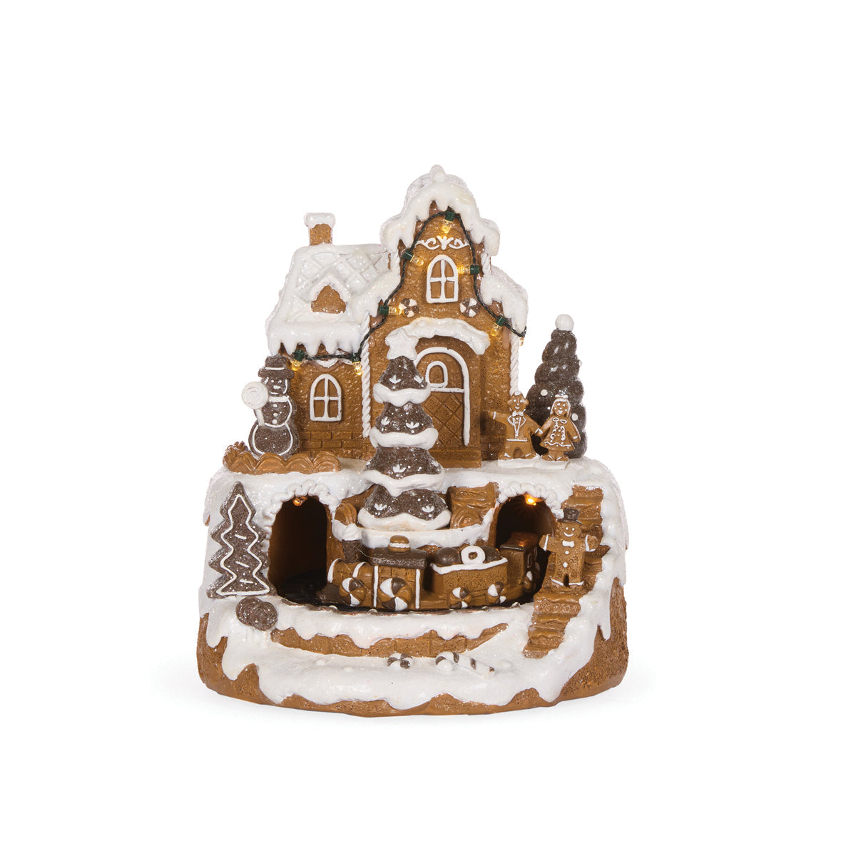 LED Piped Gingerbread Village With Train